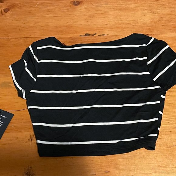 Lulus Cute and Classic Black Striped Short Sleeve Top - Picture 7 of 8